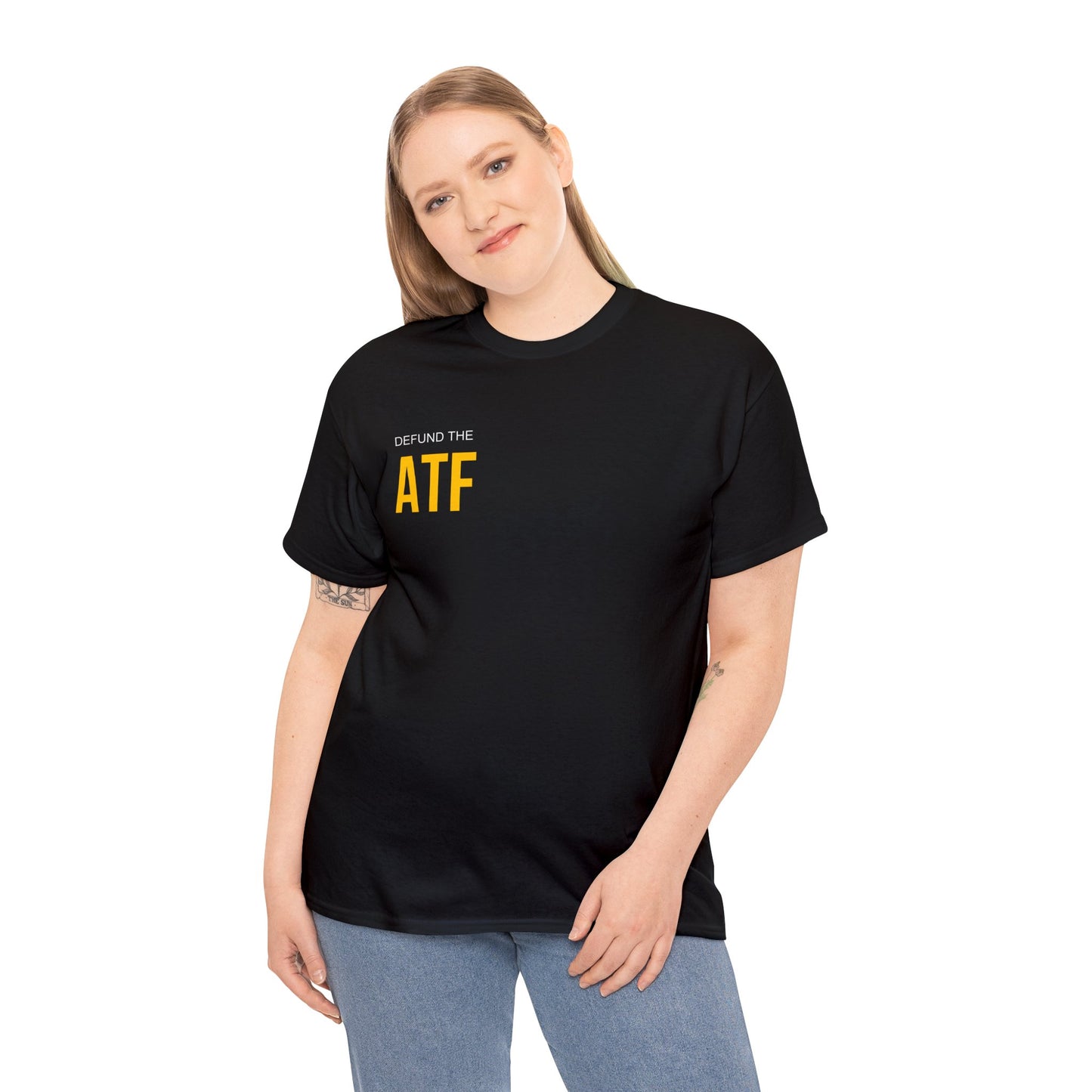Defund the ATF (front pocket, full back print)