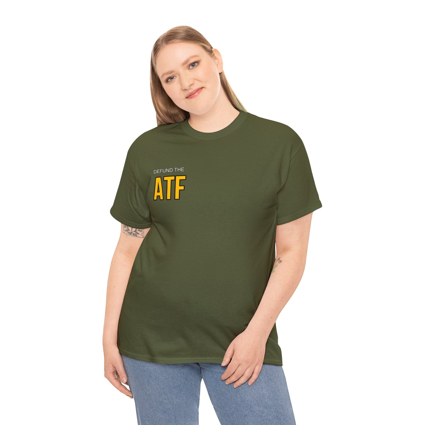 Defund the ATF (front pocket, full back print)
