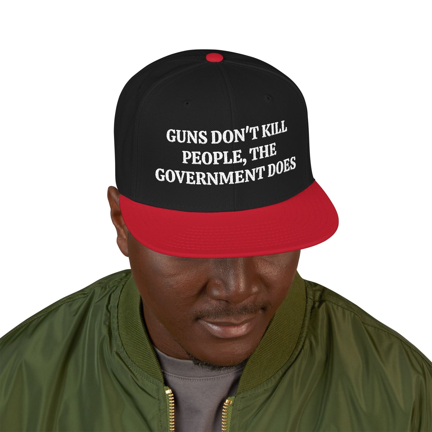 GUNS DON'T KILL PEOPLE, THE GOVERNMENT DOES "MAGA" EMBROIDERED HAT